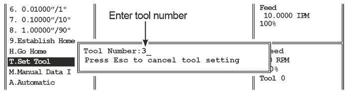 Image of OmniTurn Tool Offset Page: Enter Tool Number