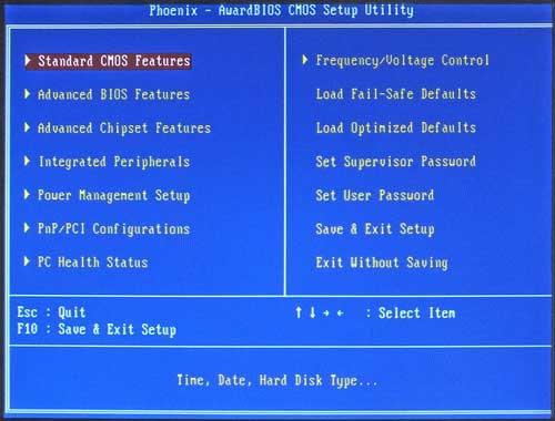 Image of Epia ML Motherboard BIOS Main Screen: Standard CMOS Features