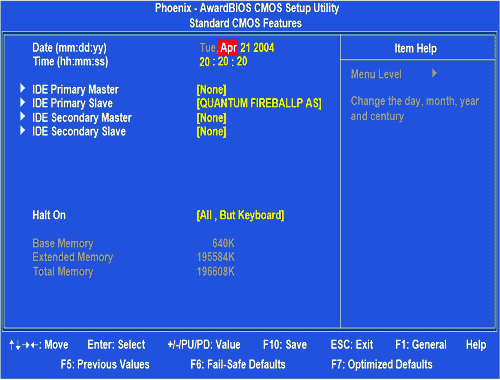 Image of Epia ML Motherboard Standard CMOS Features