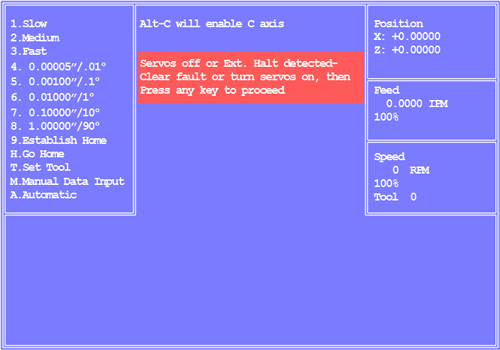 Image of G4 Jog Screen with Servo Error Prompt
