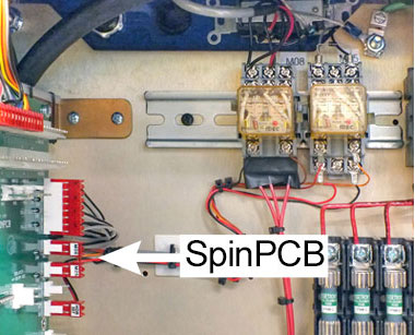 Image of spindle panel with printed circuit card (PWB)