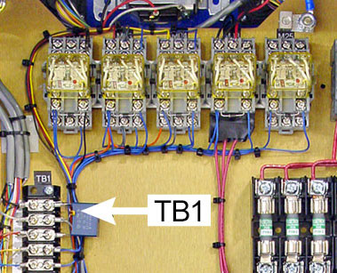 Image of spindle panel with terminal strip (TB1)