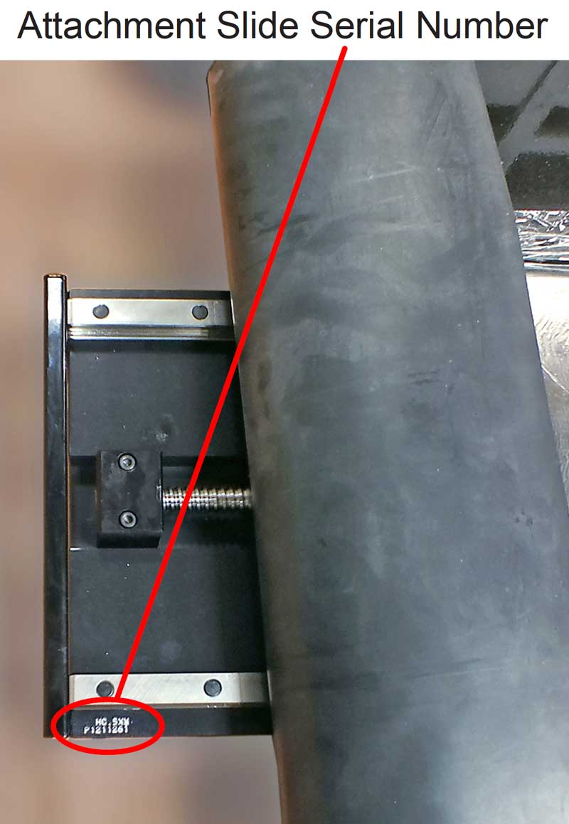 Image of Attachment Slide Serial Number Location