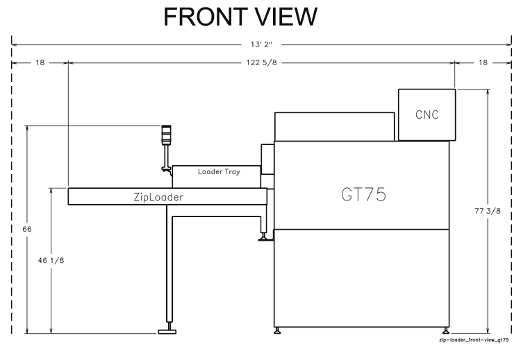 OmniTurn ZipLoader Front View on GT-75